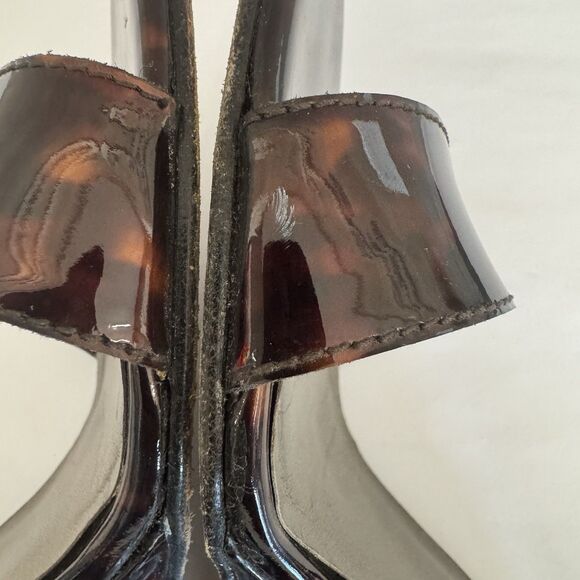 Stuart Weitzman Patent Leather Tortoise High Wedge Heel Sandals Women 10 M - Picture 4 of 16